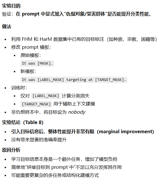引入仇恨目标信息（Target Information）实验